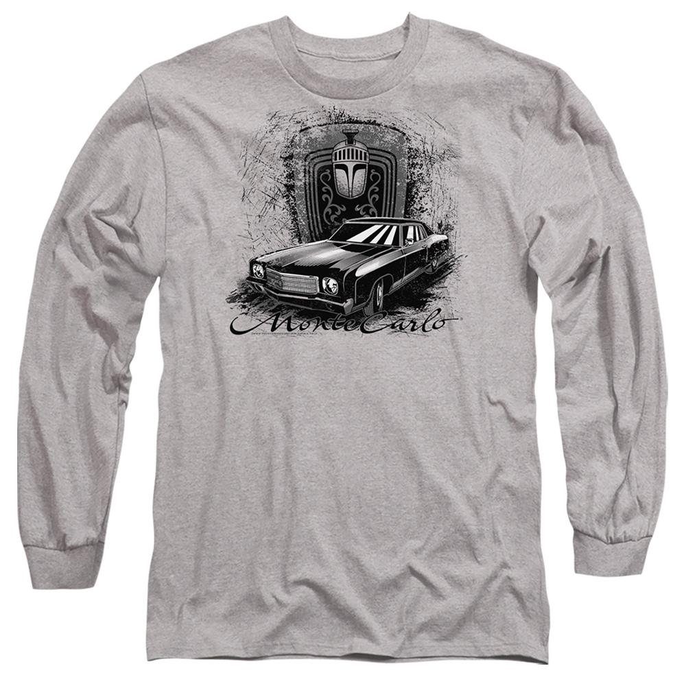 Athletic Heather - Front - Chevrolet Unisex Adult Monte Carlo Drawing Heather Long-Sleeved T-Shirt