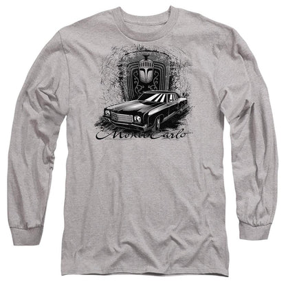 Athletic Heather - Front - Chevrolet Unisex Adult Monte Carlo Drawing Heather Long-Sleeved T-Shirt