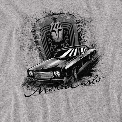 Athletic Heather - Side - Chevrolet Unisex Adult Monte Carlo Drawing Heather Long-Sleeved T-Shirt