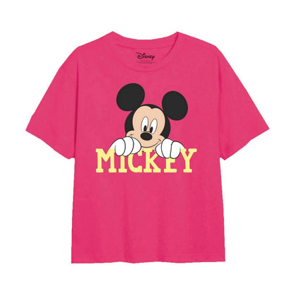 Fuchsia - Front - Mickey Mouse Girls Cute Face T-Shirt