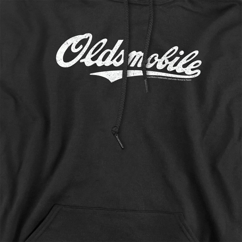 Black - Side - Oldsmobile Unisex Adult Cursive Logo Hoodie