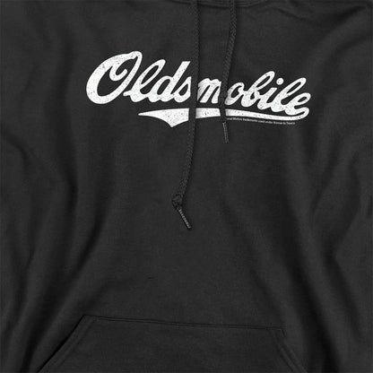 Black - Side - Oldsmobile Unisex Adult Cursive Logo Hoodie