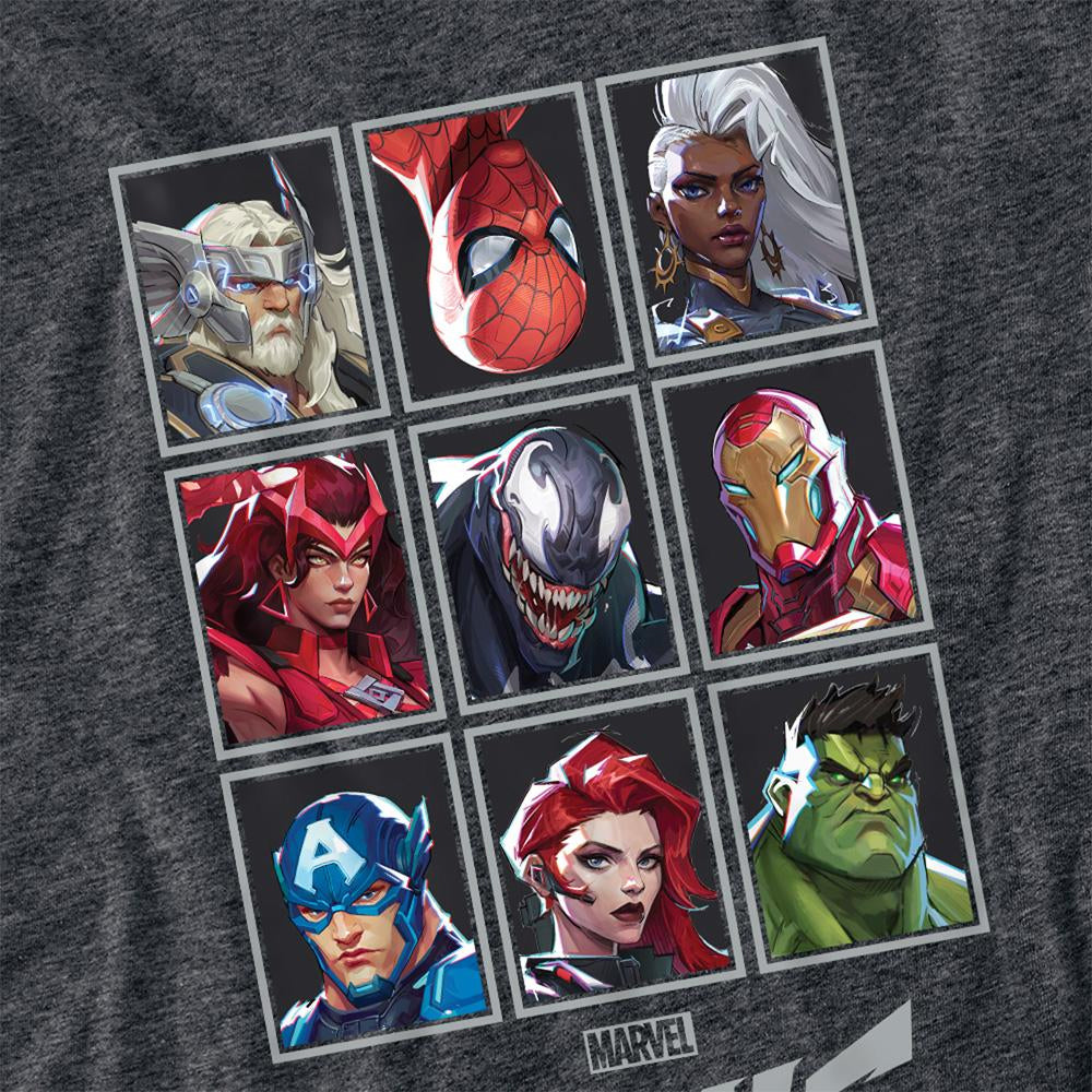 Dark Heather - Side - Marvel Rivals Unisex Adult Character Grid Heather T-Shirt