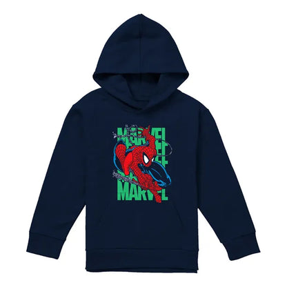 Navy - Front - Spider-Man Childrens-Kids Wall Crawling Hoodie