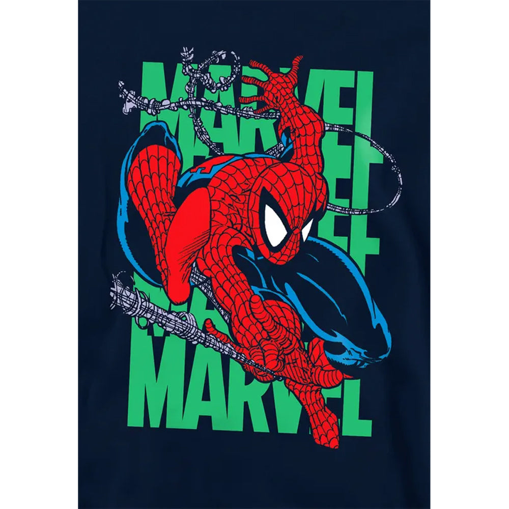 Navy - Side - Spider-Man Childrens-Kids Wall Crawling Hoodie