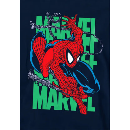 Navy - Side - Spider-Man Childrens-Kids Wall Crawling Hoodie