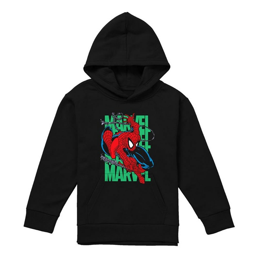Black - Front - Spider-Man Childrens-Kids Wall Crawling Hoodie