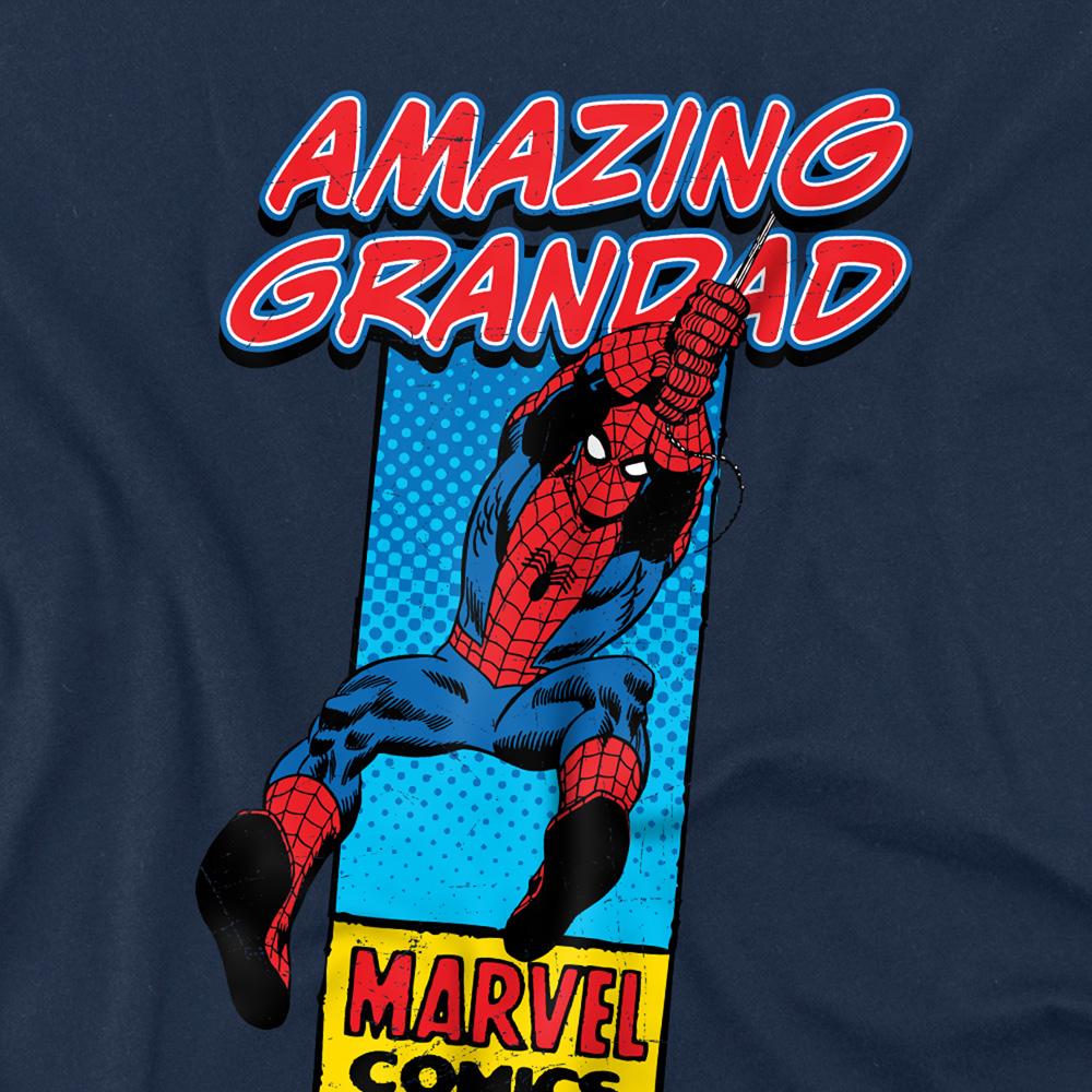 Navy - Side - Marvel Comics Mens Amazing Grandad Spider-Man Corner Box T-Shirt