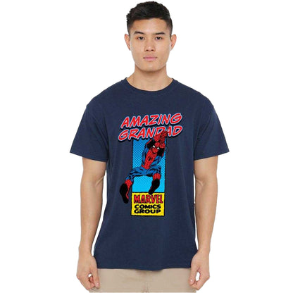 Navy - Lifestyle - Marvel Comics Mens Amazing Grandad Spider-Man Corner Box T-Shirt