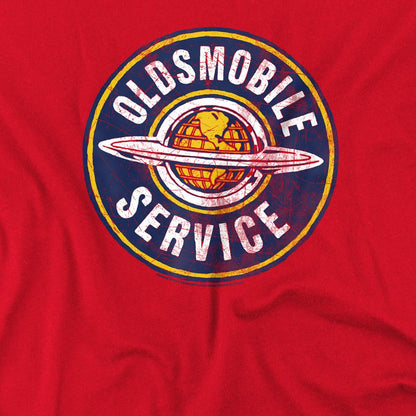 Red - Side - Oldsmobile Unisex Adult Service Vintage T-Shirt