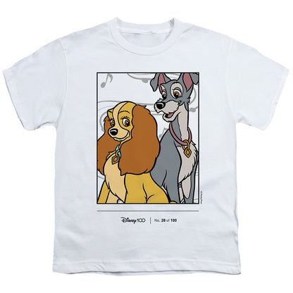 White - Front - Lady And The Tramp Childrens-Kids 100th Anniversary Edition T-Shirt