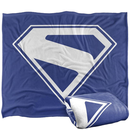 Blue-White - Back - Superman Silky Logo Supersoft Blanket