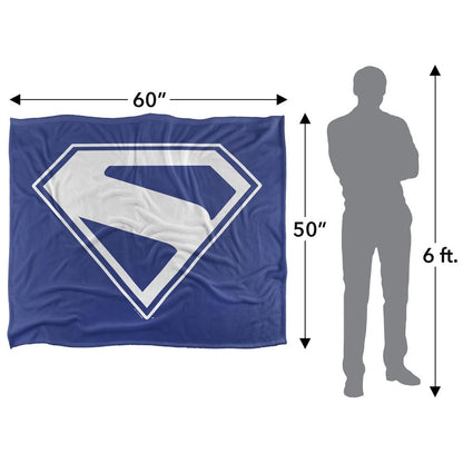 Blue-White - Close up - Superman Silky Logo Supersoft Blanket