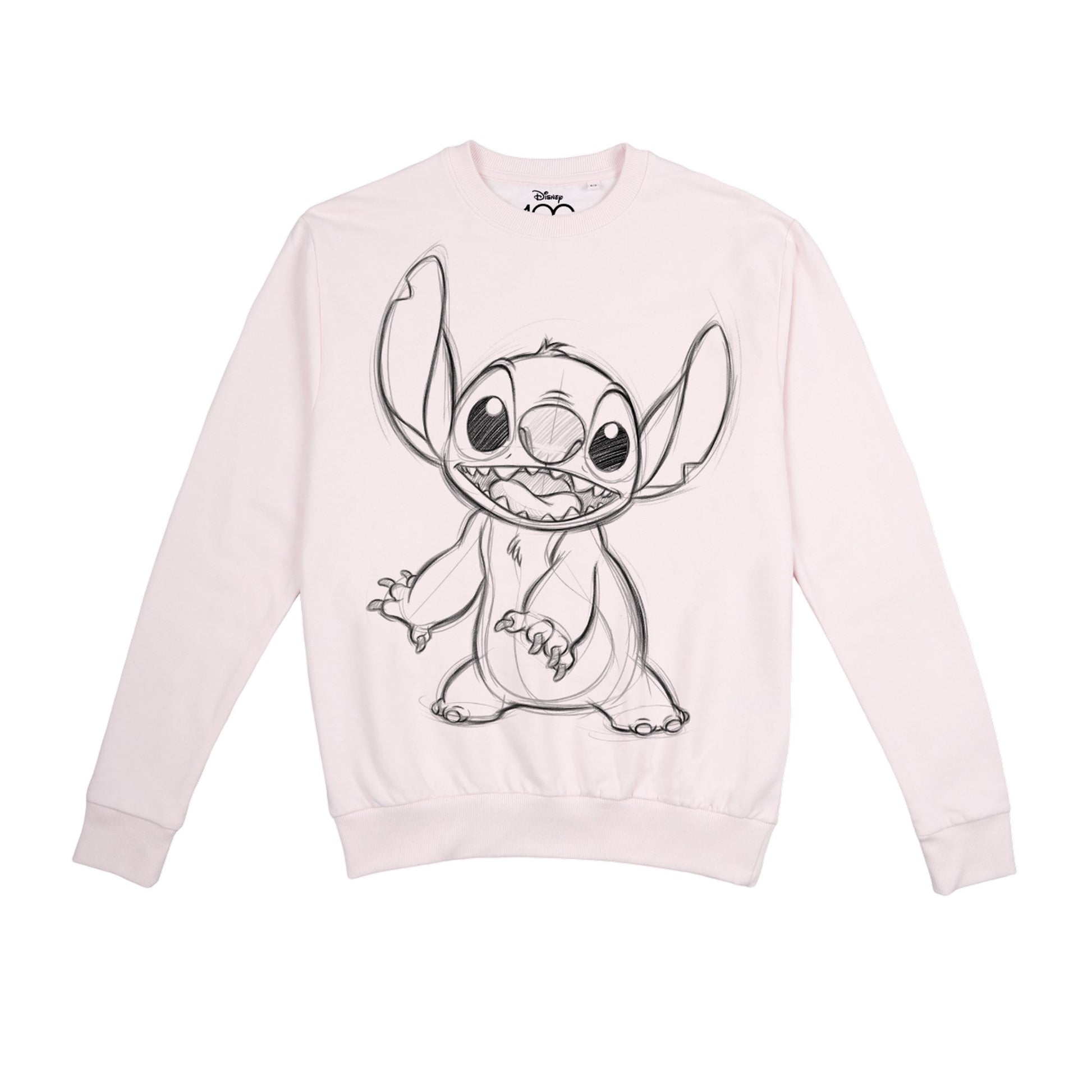 Light Pink - Front - Lilo & Stitch Womens-Ladies 100th Anniversary Edition Stitch Sketch Crew Neck Sweatshirt