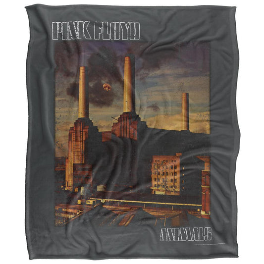Grey-Multicoloured - Front - Pink Floyd Animals Silky Faded Supersoft Blanket
