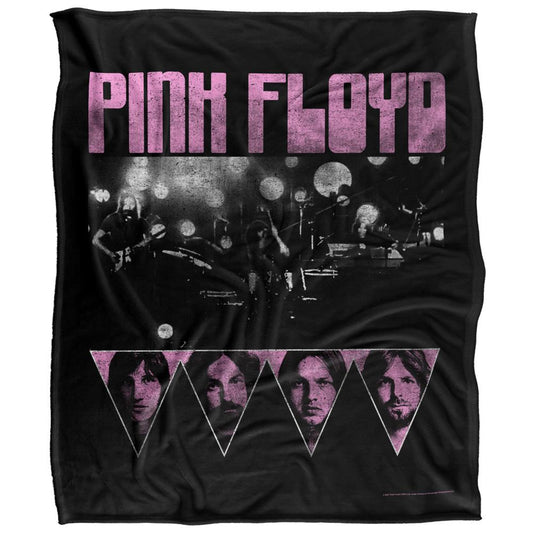 Black-Pink - Front - Pink Floyd Silky Heads Supersoft Blanket