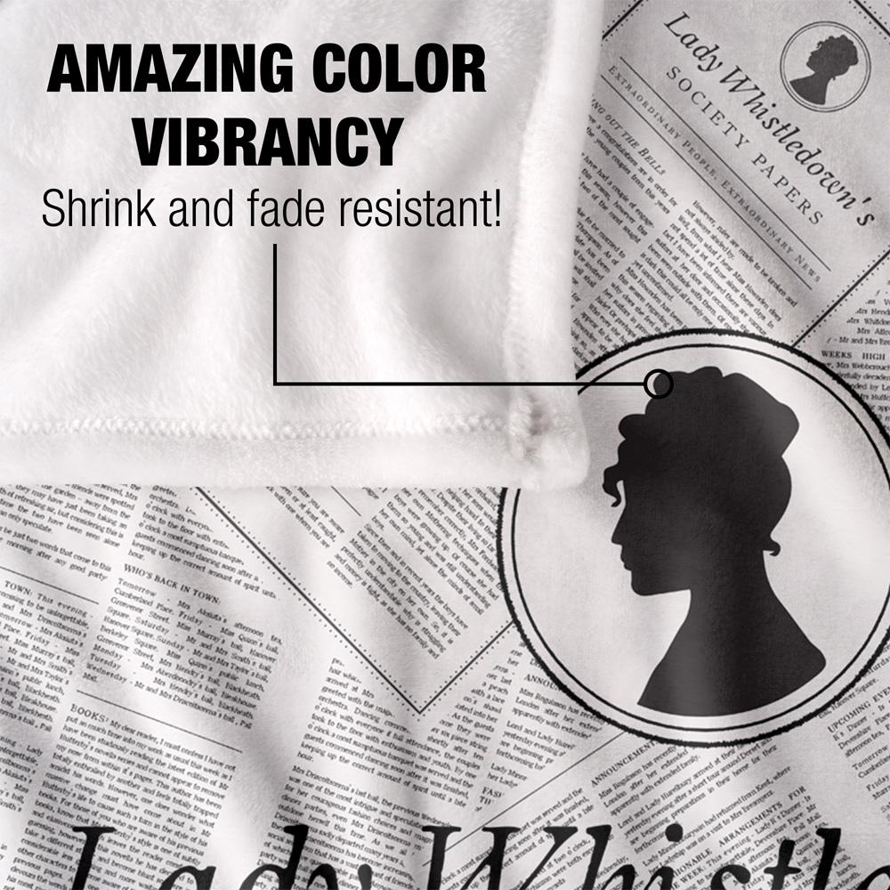White-Black - Lifestyle - Bridgerton Silky Newsprint Lady Whistledown Supersoft Blanket