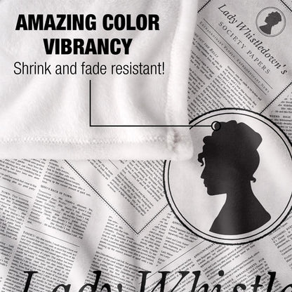 White-Black - Lifestyle - Bridgerton Silky Newsprint Lady Whistledown Supersoft Blanket
