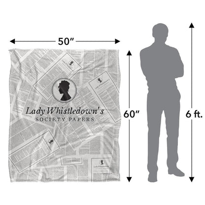 White-Black - Pack Shot - Bridgerton Silky Newsprint Lady Whistledown Supersoft Blanket