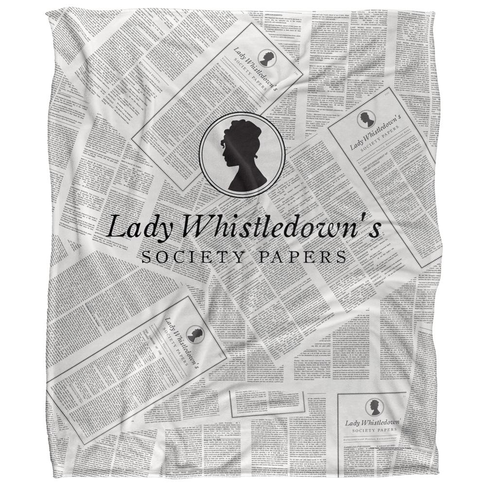 White-Black - Front - Bridgerton Silky Newsprint Lady Whistledown Supersoft Blanket