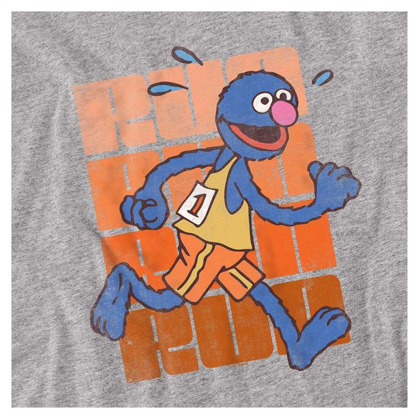 Athletic Heather - Side - Sesame Street Unisex Adult Run Run Grover Heather Long-Sleeved T-Shirt