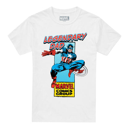 White - Front - Marvel Comics Mens Legendary Dad Captain America Corner Box Fathers Day T-Shirt