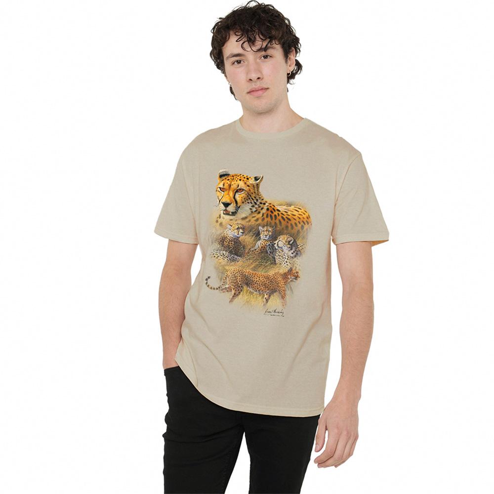 Sand - Side - Wild Wings Unisex Adult Wildlife Cheetahs T-Shirt