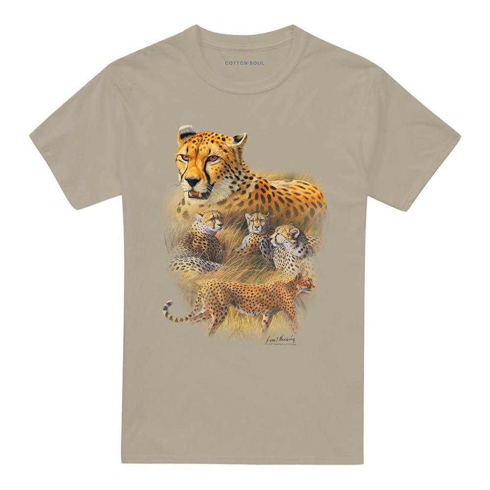 Sand - Front - Wild Wings Unisex Adult Wildlife Cheetahs T-Shirt