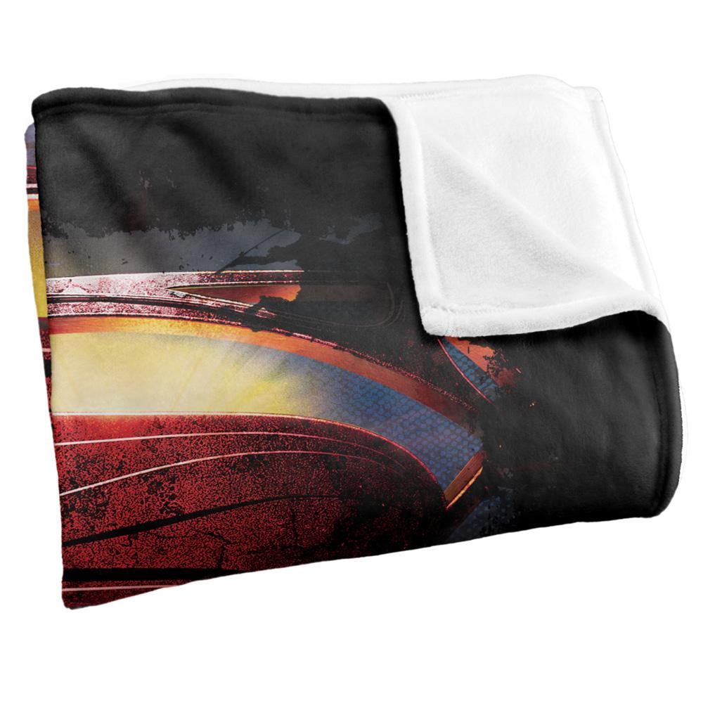 Black-Multicoloured - Side - Superman Man Of Steel Grungy Silky Shield Supersoft Blanket