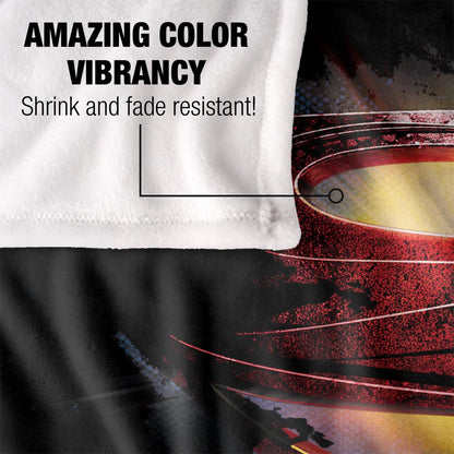 Black-Multicoloured - Lifestyle - Superman Man Of Steel Grungy Silky Shield Supersoft Blanket