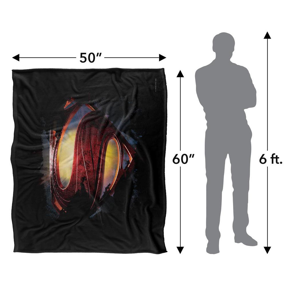 Black-Multicoloured - Pack Shot - Superman Man Of Steel Grungy Silky Shield Supersoft Blanket