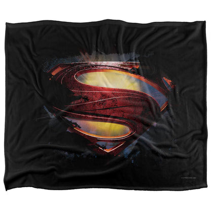 Black-Multicoloured - Front - Superman Man Of Steel Grungy Silky Shield Supersoft Blanket