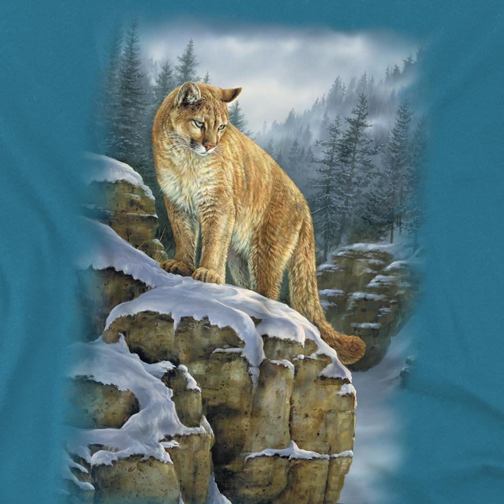 Slate - Side - Wild Wings Unisex Adult Wildlife Misty Canyon Cougar T-Shirt
