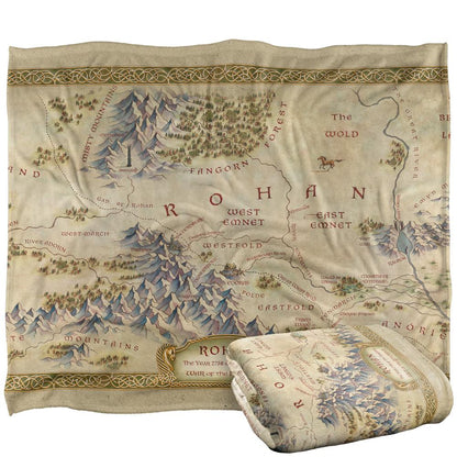 Beige-Green - Back - Lord Of The Rings The War Of The Rohirrim Silky Map Supersoft Blanket