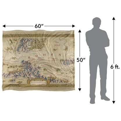 Beige-Green - Close up - Lord Of The Rings The War Of The Rohirrim Silky Map Supersoft Blanket