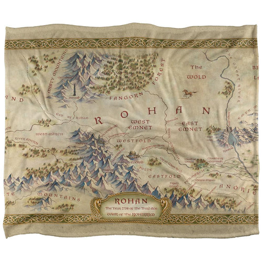 Beige-Green - Front - Lord Of The Rings The War Of The Rohirrim Silky Map Supersoft Blanket