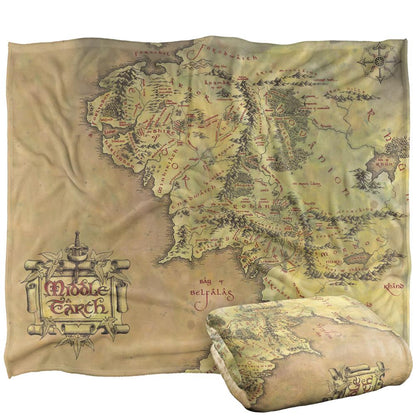 Champagne Gold - Back - Lord Of The Rings Map of Middle Earth Silky Supersoft Blanket