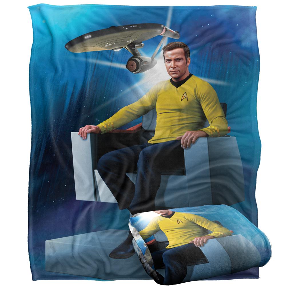 Blue-Multicoloured - Back - Star Trek Captain´s Chair Silky Supersoft Blanket