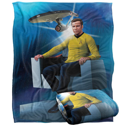 Blue-Multicoloured - Back - Star Trek Captain´s Chair Silky Supersoft Blanket