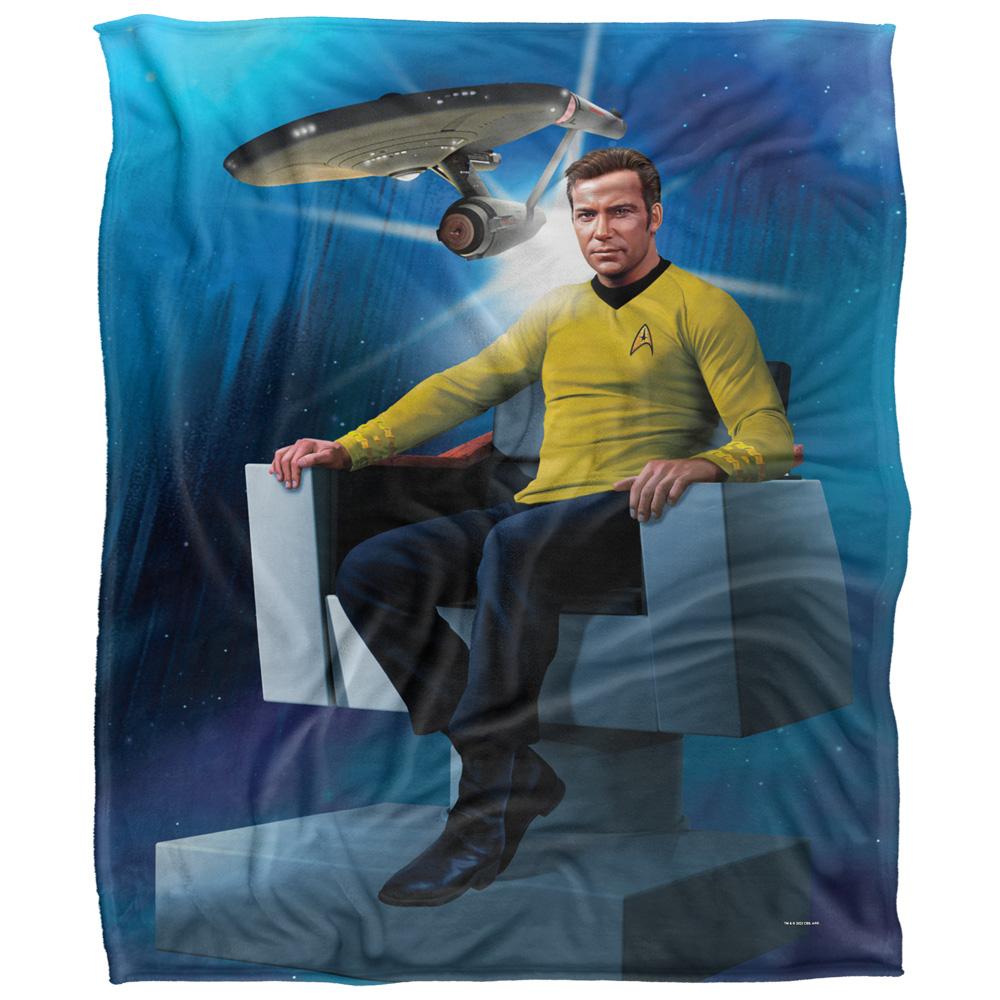 Blue-Multicoloured - Front - Star Trek Captain´s Chair Silky Supersoft Blanket
