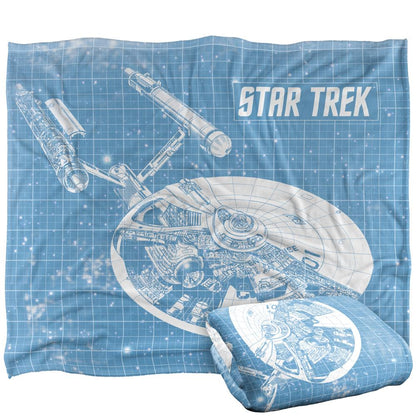 Light Blue-White - Back - Star Trek Enterprise Silky Blueprint Supersoft Blanket