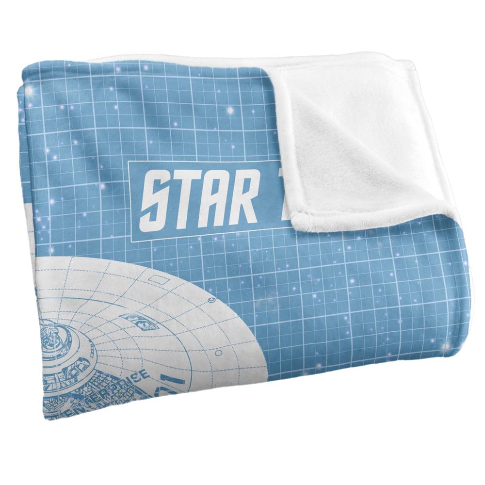 Light Blue-White - Side - Star Trek Enterprise Silky Blueprint Supersoft Blanket