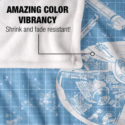 Light Blue-White - Lifestyle - Star Trek Enterprise Silky Blueprint Supersoft Blanket