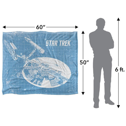 Light Blue-White - Close up - Star Trek Enterprise Silky Blueprint Supersoft Blanket