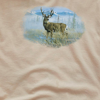 Sand - Side - Wild Wings Unisex Adult Wildlife Out of The Mist Mule Deer T-Shirt