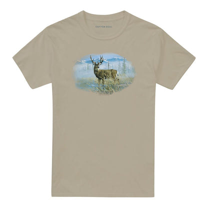 Sand - Front - Wild Wings Unisex Adult Wildlife Out of The Mist Mule Deer T-Shirt