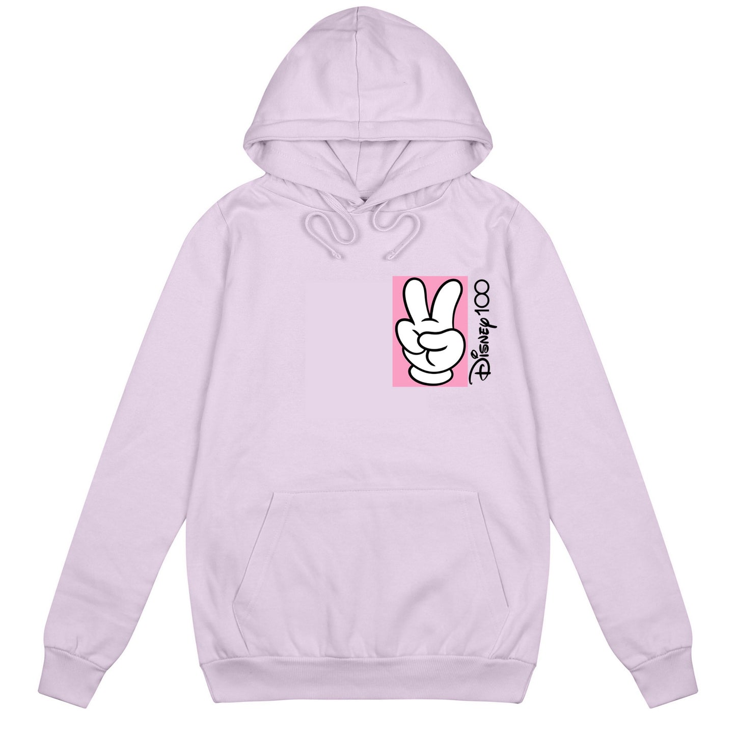 Lavender - Front - Disney Womens-Ladies 100th Anniversary Edition Mickey Mouse Peace Fingers Hoodie