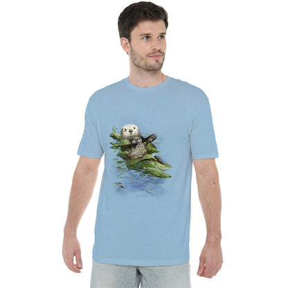Light Blue - Lifestyle - Wild Wings Unisex Adult Wildlife Kelp Cradle Otters T-Shirt