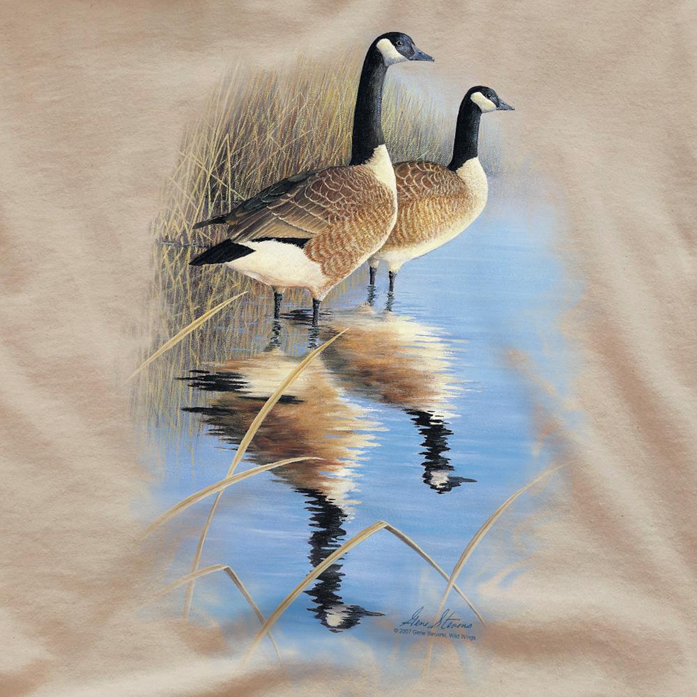 Sand - Pack Shot - Wild Wings Unisex Adult Wildlife Morning Reflections Canada Geese T-Shirt