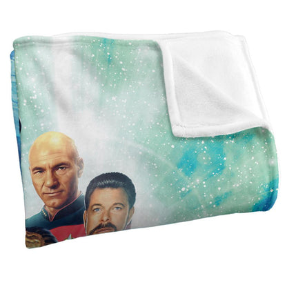 Blue-Multicoloured - Side - Star Trek 30 Silky Crew Supersoft Blanket